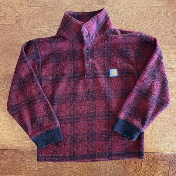 Carhartt maroon plaid fleece pullover 3T - Picture 1 of 7